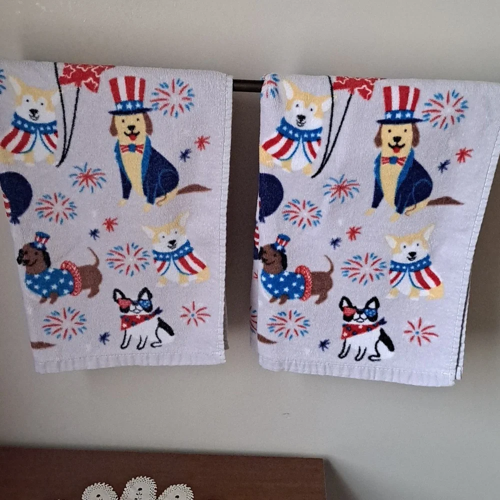5 Dog Themed Hand Towels (4th/July, Summer, Fall, Dachsund, Corgi, St. Bernard)